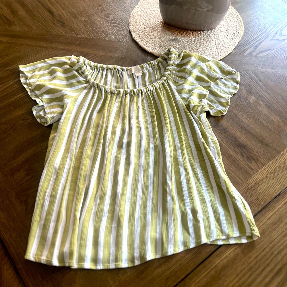 Striped Green and White top